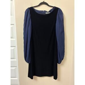 Eliza J Navy Blue Velvet Balloon Long Sleeve Dress Size 6 Cocktail Party